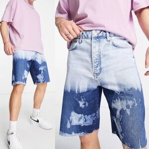 New Topman Extreme Wash Slim Shorts Denim Jean Button Fly Size 30 Topshop Cotton